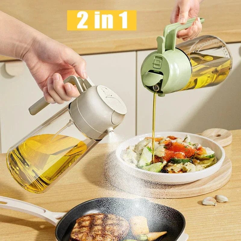 2-in-1 Oil Sprayer Bottle – 470ML Kitchen Spray & Pour Dispenser