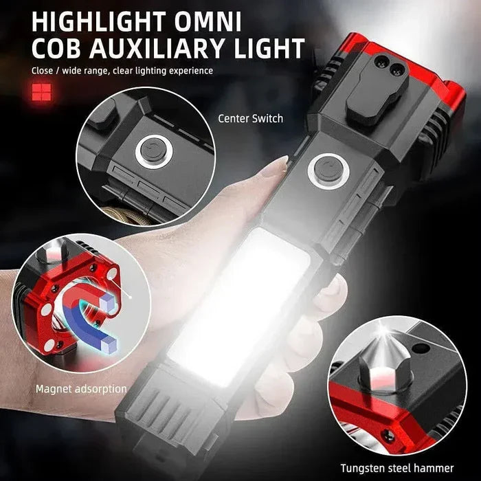 Rechargeable LED Torch Light β Power Bank & Tactical Hammer