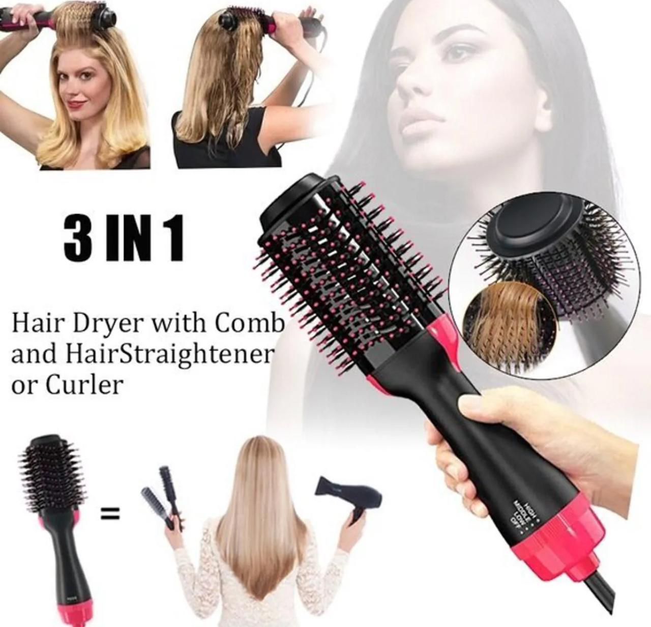 3-in-1 Hair Dryer Brush | Straightener, Curler & Volumizer