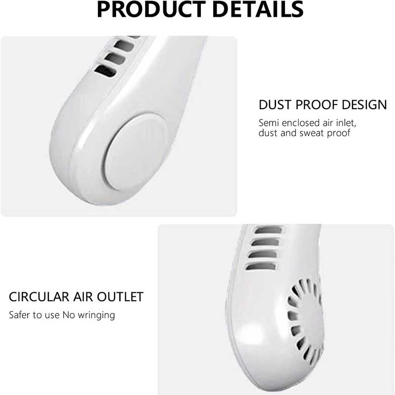 Bladeless Hanging Neck Fan – Portable Rechargeable Hands-Free Cooling Fan