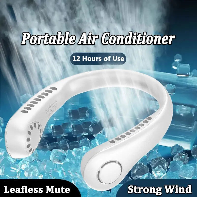 Bladeless Hanging Neck Fan – Portable Rechargeable Hands-Free Cooling Fan
