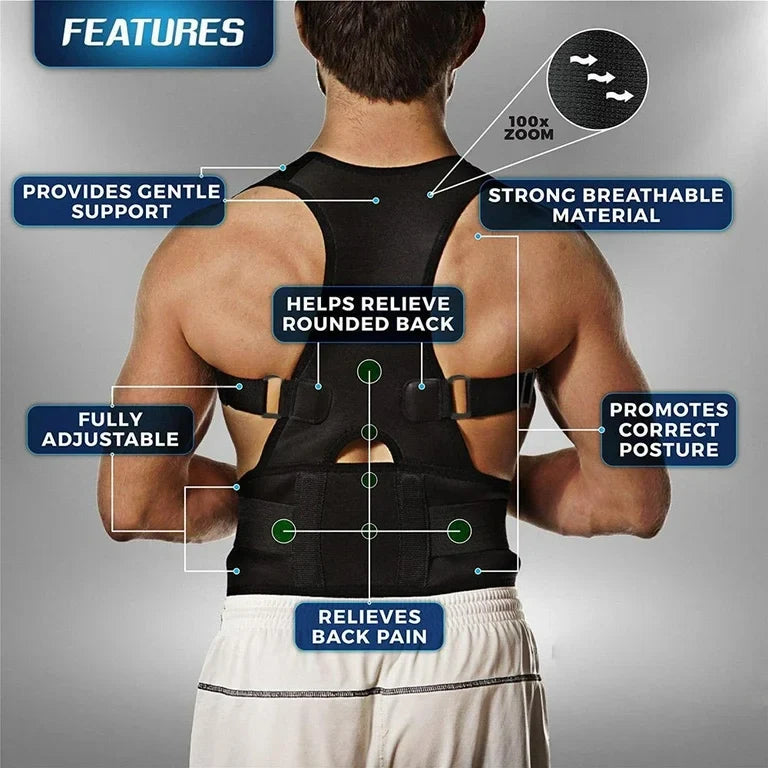 Adjustable Magnetic Posture Corrector Back Brace – Pain Relief Support Belt