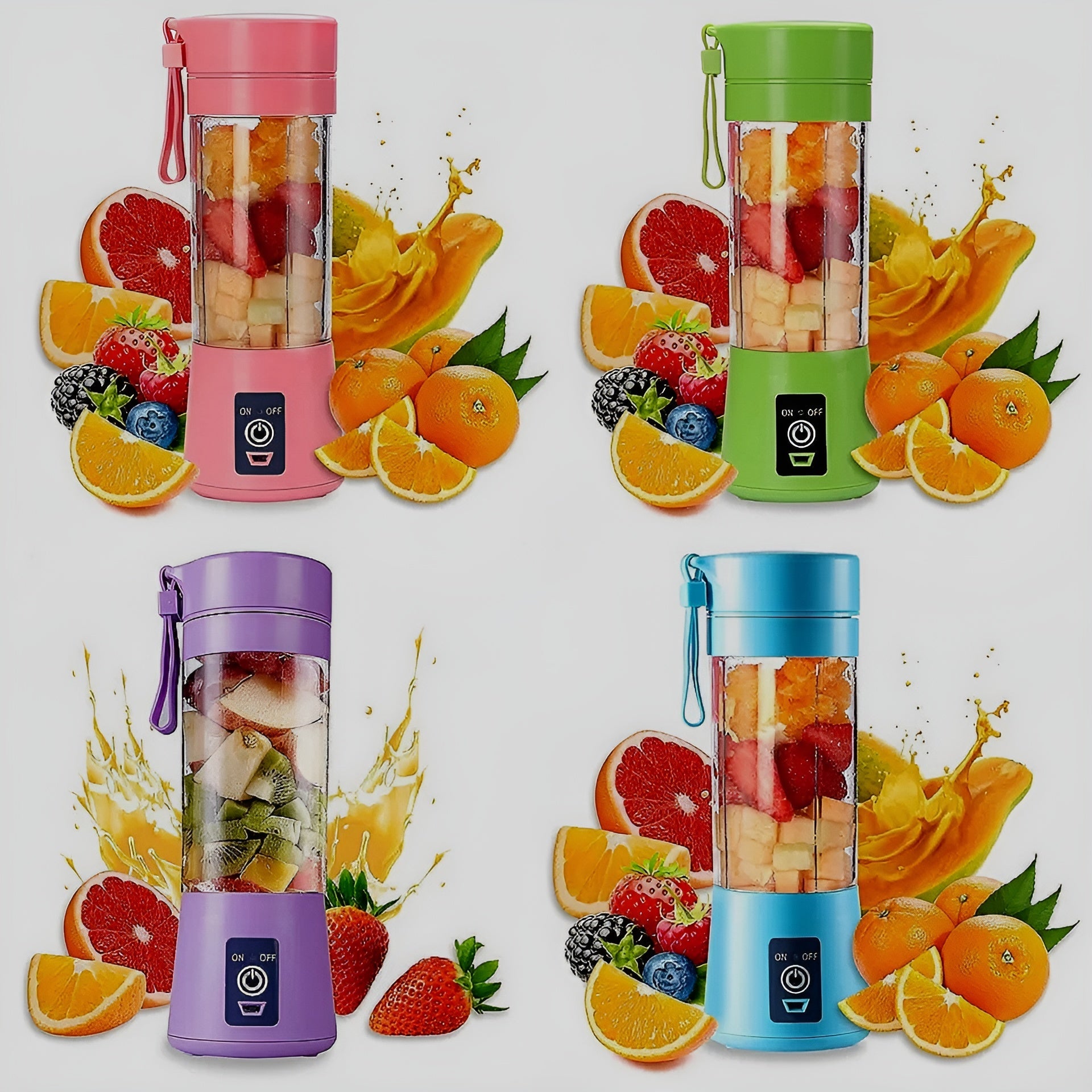 Portable Mini Juicer Blender – 6 Blade Rechargeable Smoothie Maker (380ml)