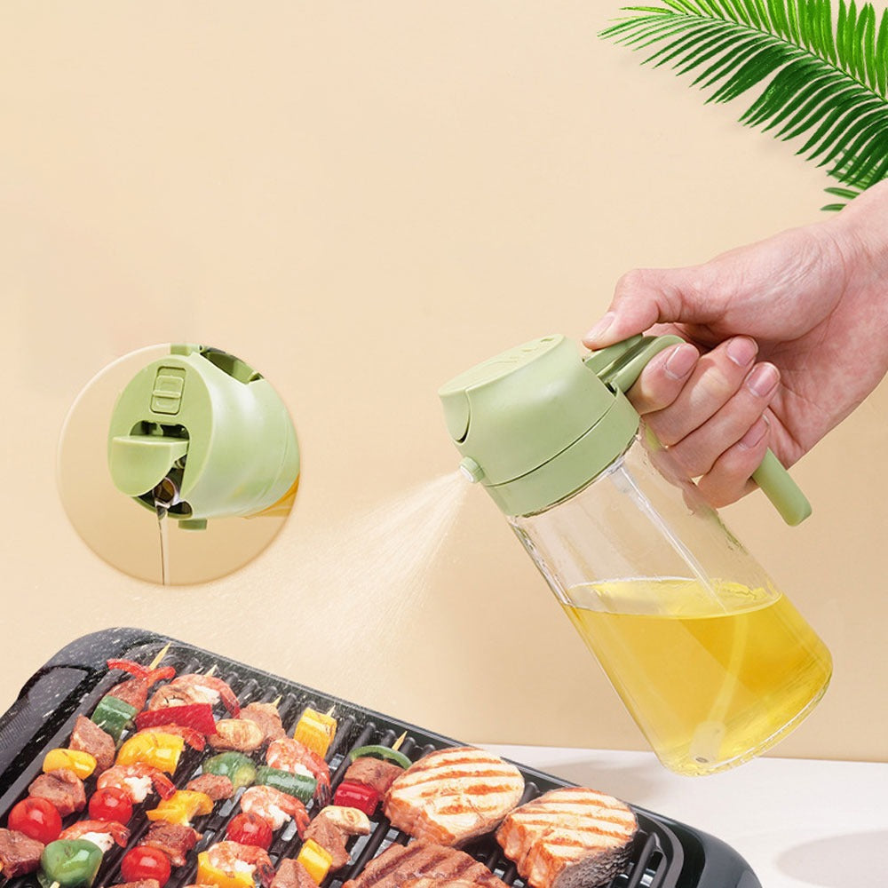 2-in-1 Oil Sprayer Bottle – 470ML Kitchen Spray & Pour Dispenser