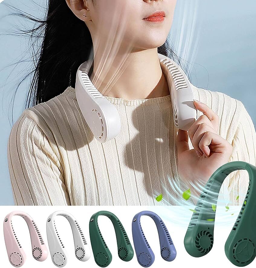 Bladeless Hanging Neck Fan – Portable Rechargeable Hands-Free Cooling Fan
