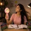 Cute Rechargeable Rainbow LED Fan – Portable Hand Fan with Multicolor Night Light