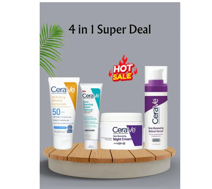CeraVe Skincare Kit – Cleanser, Retinol, Night Cream & SPF 50