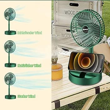 Rechargeable Telescopic Folding Fan – Portable USB Adjustable Desk & Floor Fan