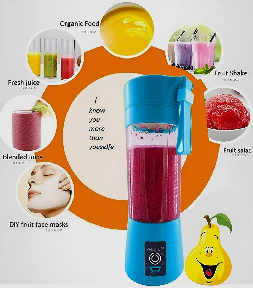 Portable Mini Juicer Blender – 6 Blade Rechargeable Smoothie Maker (380ml)