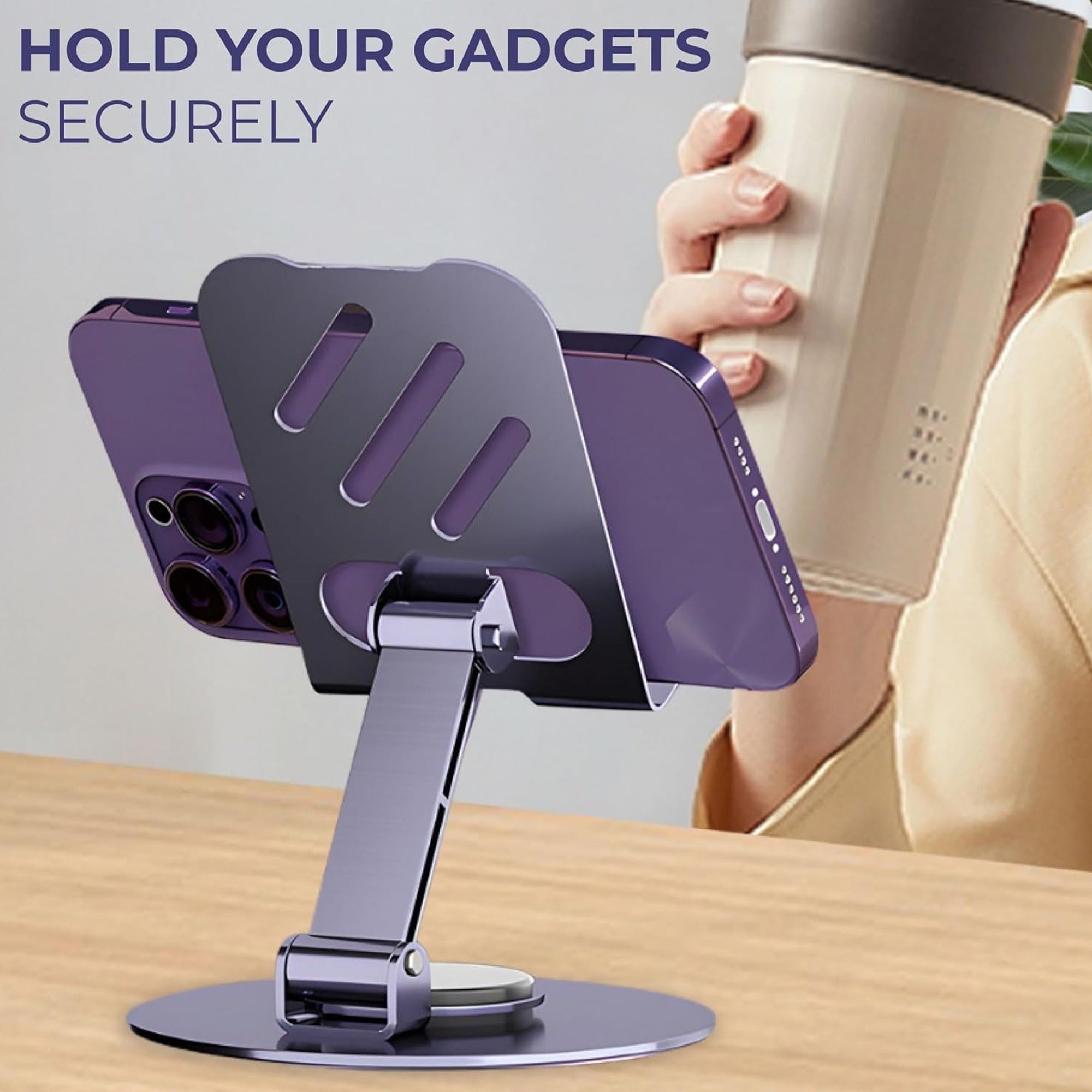 360° Adjustable Mobile & Tablet Stand – Foldable Desktop Holder