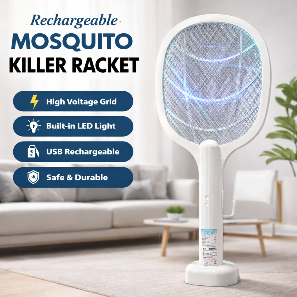 Rechargeable Mosquito Killer Racket – Electric Insect Zapper Bat