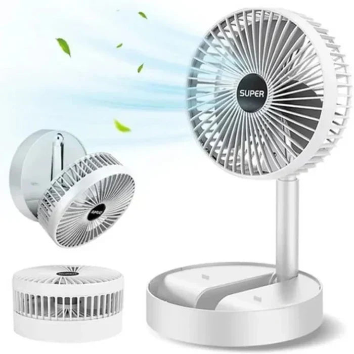 Rechargeable Folding Table Fan – Portable Telescopic Air Cooler