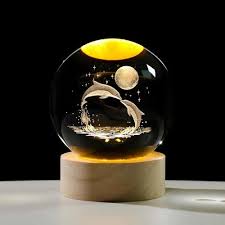 3D Moon Crystal Ball Lamp – USB LED Galaxy Night Light for Bedroom & Gift