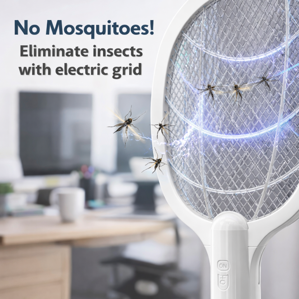 Rechargeable Mosquito Killer Racket – Electric Insect Zapper Bat