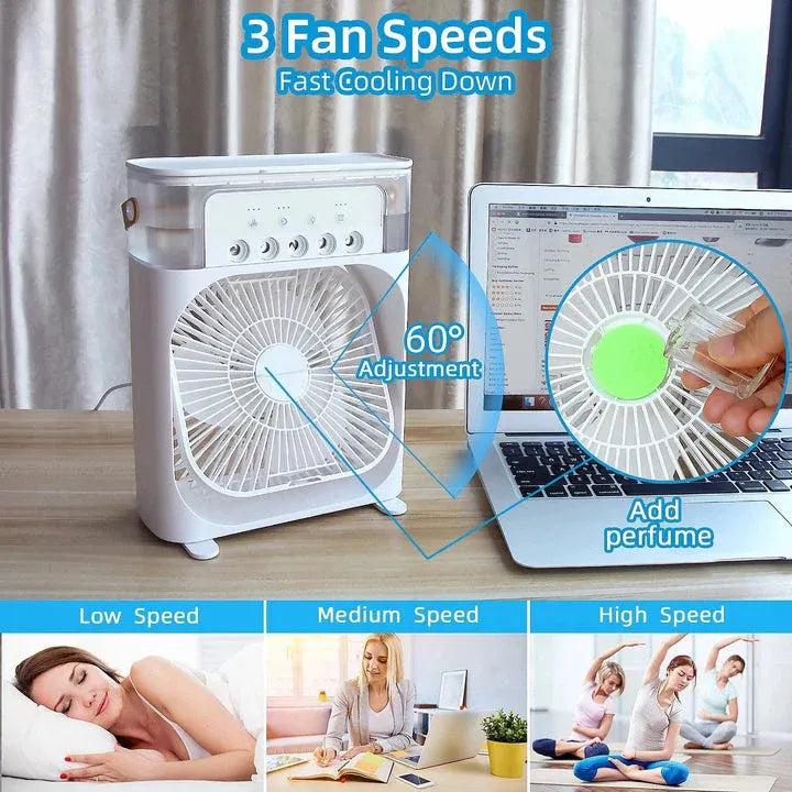 10-Inch Portable Mist Fan – Humidifier Cooling Fan with LED & Timer
