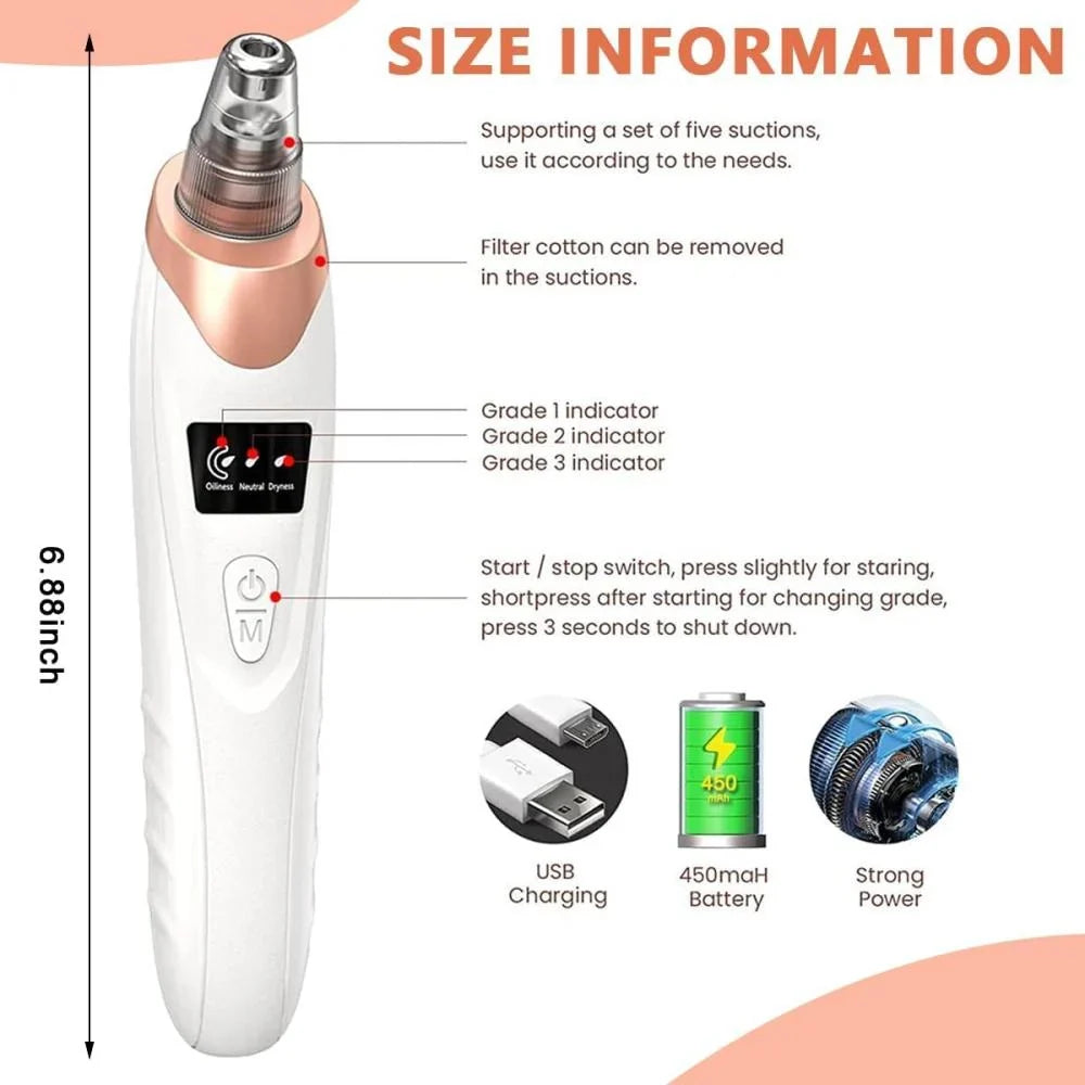 Electric Blackhead Remover – Vacuum Pore Cleaner for Deep Facial Cleansing