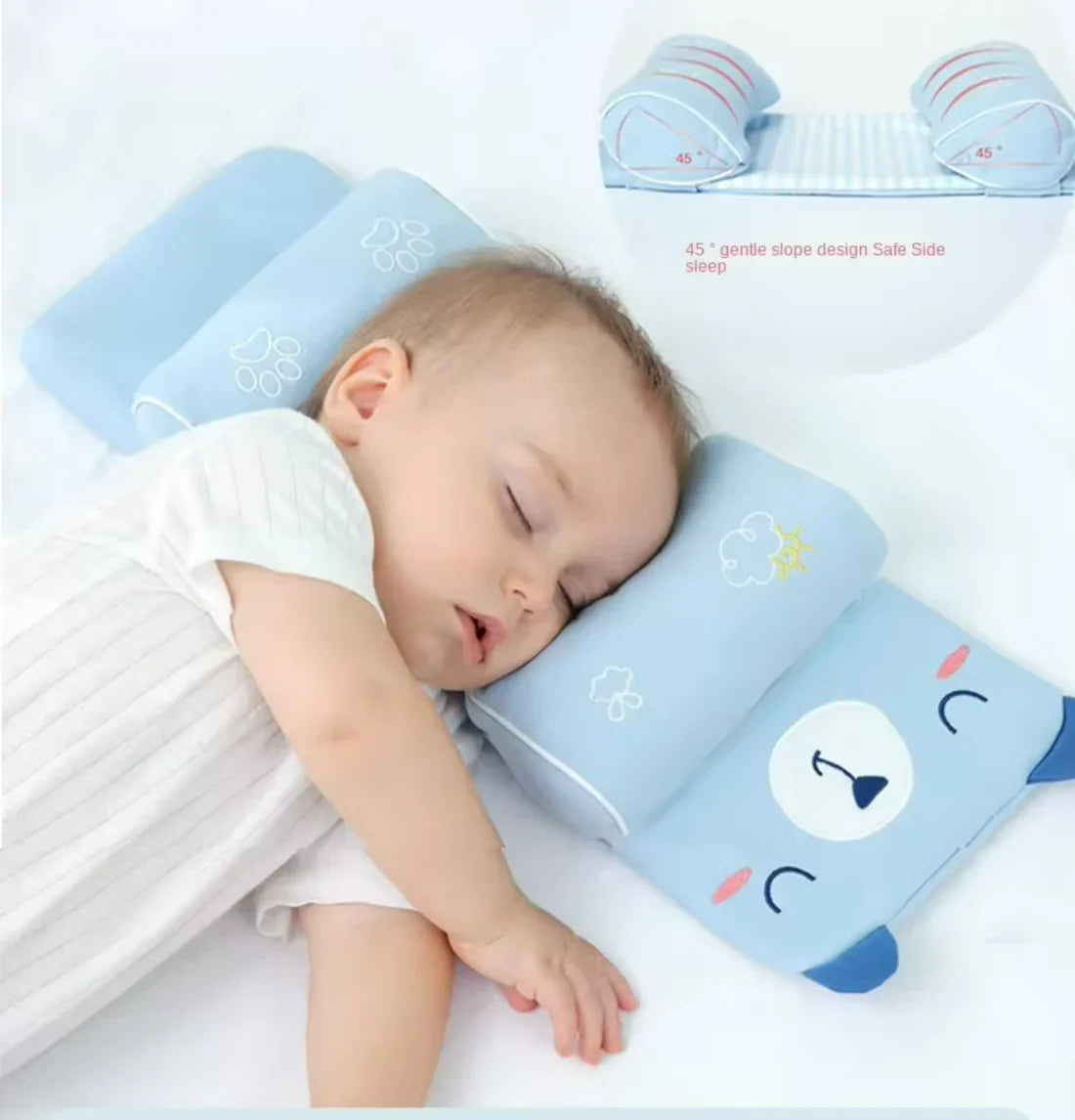 “Baby Anti Roll Sleeping Pillow | Adjustable Infant Sleep Positioner with Neck Support”