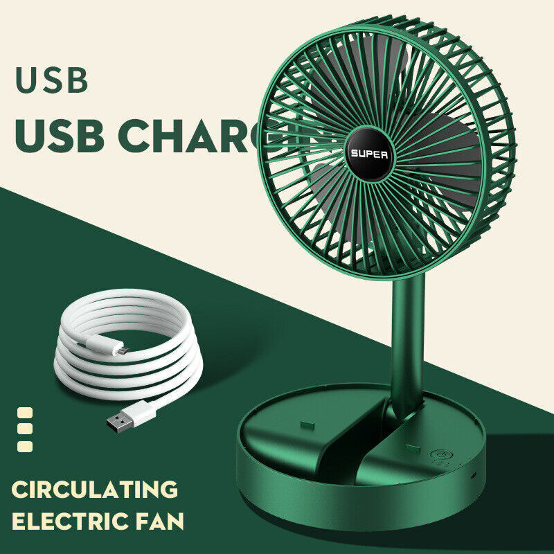 Rechargeable Telescopic Folding Fan – Portable USB Adjustable Desk & Floor Fan